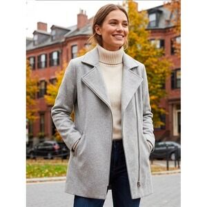 Old Navy Womens Gray Wool Blend Asymmetrical Zip Moto Coat Jacket Large Heather